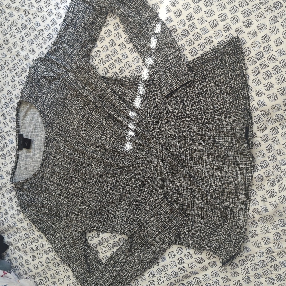 Ann Taylor Black and White Textured Blouse